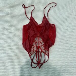Fenty Red Lace Halter Bodysuit